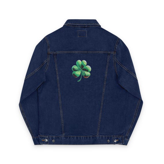 Irish Shamrock Embroidered Unisex Denim Jacket