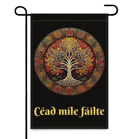 Celtic Autumn Tree of Life Garden & House Banner (Black)