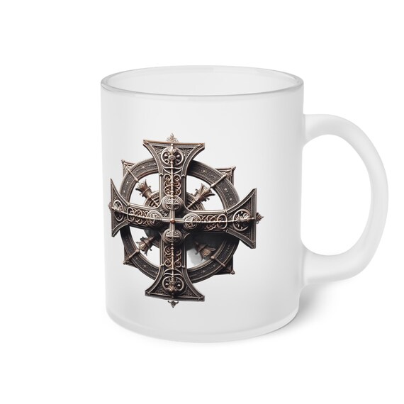 Scottish Cross Frosted Glass Mug Style 2