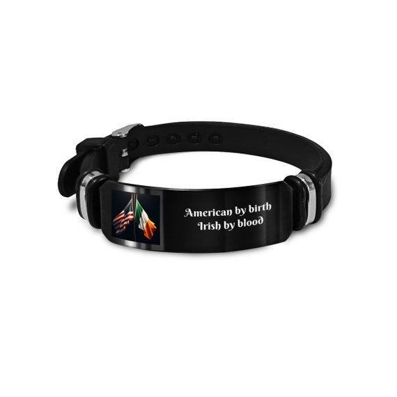 IRISH AMERICAN Silicone & Stainless Steel BRACELET, Modern Design Adjustable Size Beautiful Cuff Jewelry, Gift For Her