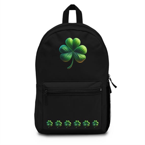 Irish Shamrock Black Backpack (Personalization Available)