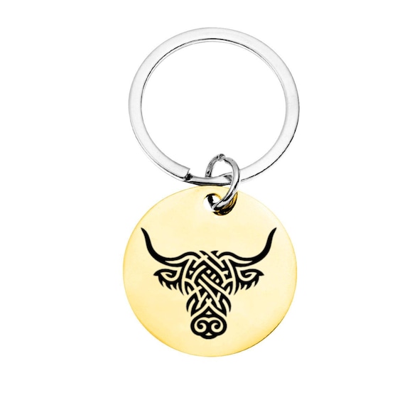 Scottish Celtic Highland Cow Brass Tag
