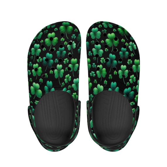 Irish Shamrock Adult Clogs (Black)