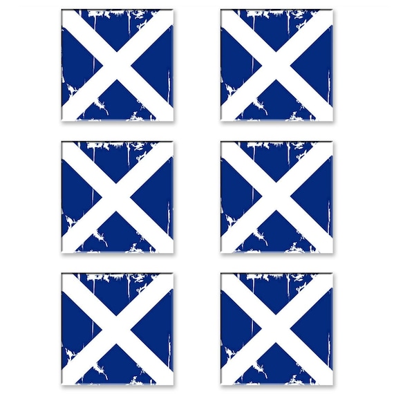 Scottish Saltire (Distressed) Stone Coasters (Set of 6)
