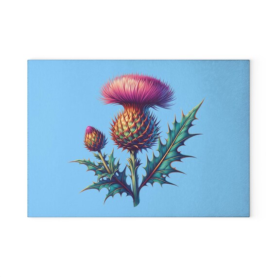 Scottish Thistle Glass Cutting Board