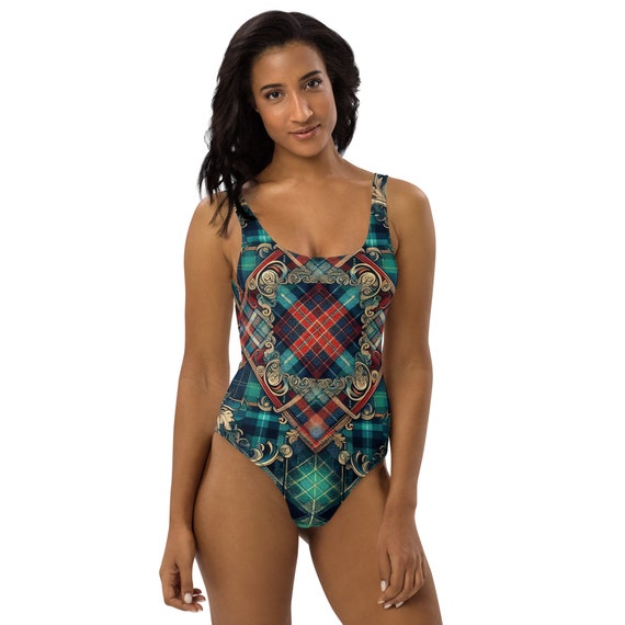 Scottish Tartan Inspired One-Piece Swimsuit