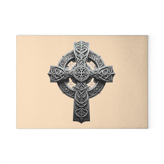 Irish Celtic Cross Glass Cutting Board