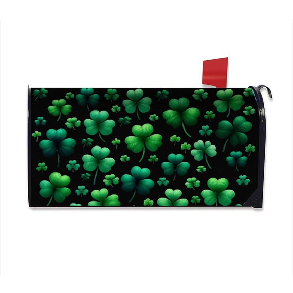Irish Shamrock Mailbox Cover (Black)