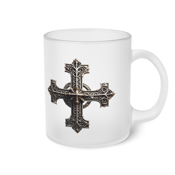 Scottish Cross Frosted Glass Mug Style 1