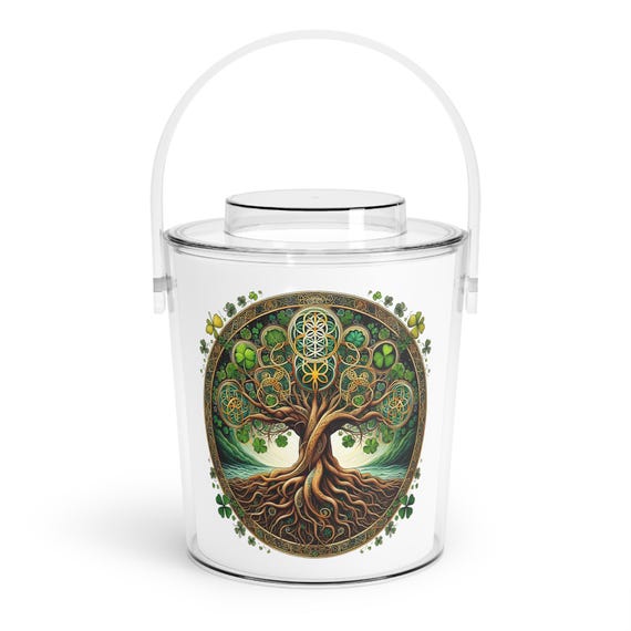 Irish Celtic Tree of Life Ice Bucket with Tongs