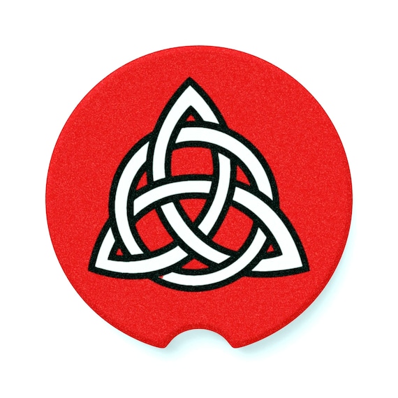 Celtic Triquetra Knot Soapstone Auto Coaster (Red)