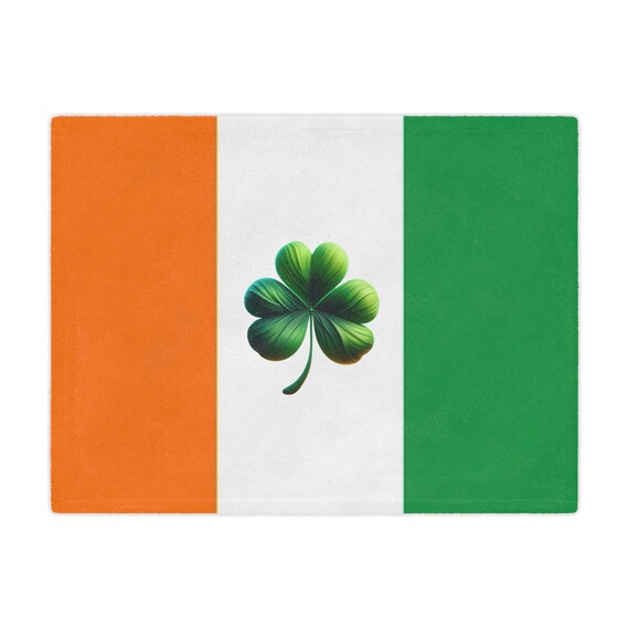 Irish Flag & Shamrock Microfiber Blanket