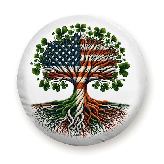 Irish American Tree of Life Tire Cover