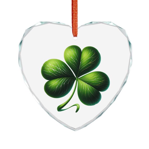 Irish Shamrock Crystal Glass Ornament