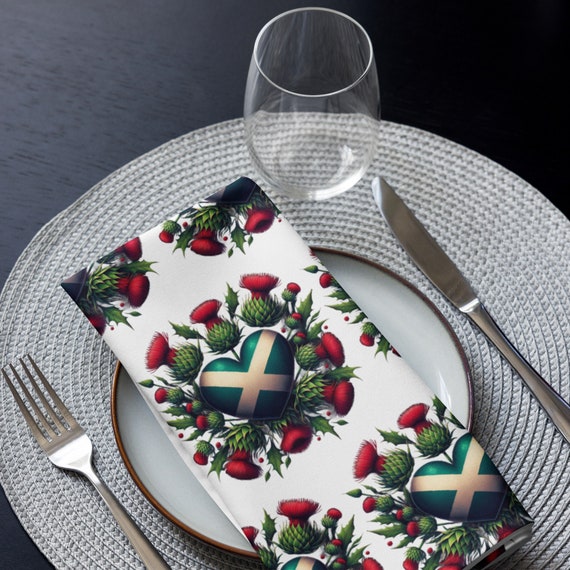 Scottish Heart & Thistle Cloth Napkin Set