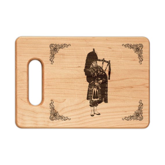 Scottish Bagpiper  Engraved Maple Cutting Board