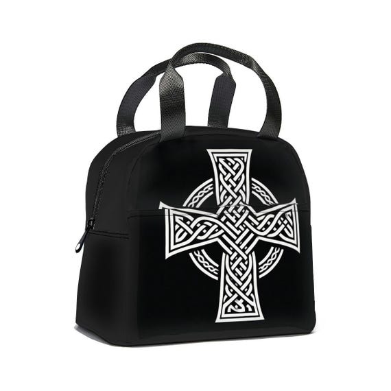 Celtic Cross Canvas Handheld Insulated Lunch Bag