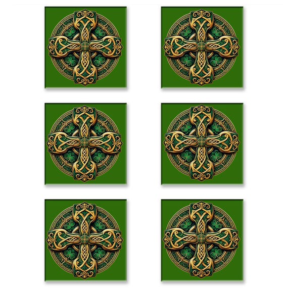 Celtic Cross Stone Coasters (Set of Six)
