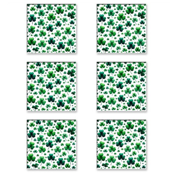 Irish Samrocks (White) Stone Coasters (Set of 6)