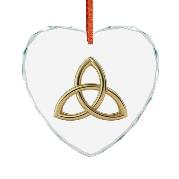 Golden Triquetra Knot Crystal Glass Ornament