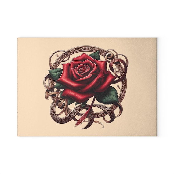 Irish Celtic Rose Glass Cutting Board