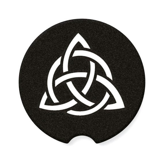 Celtic Triquetra Knot Soapstone Auto Coaster (Black)