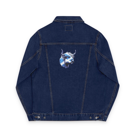 Scottish Highland Coo Embroidered Unisex Denim Jacket