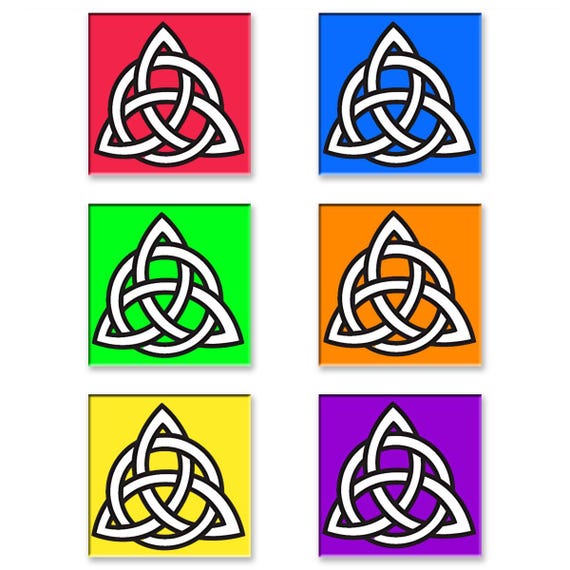 Celtic Triquetra Knot Rainbow Stone Coasters (Set of 6)