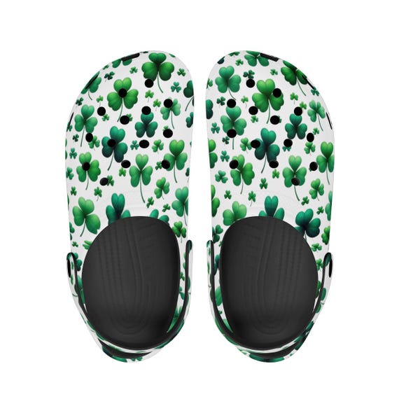 Irish Shamrock Adult Clogs (White)