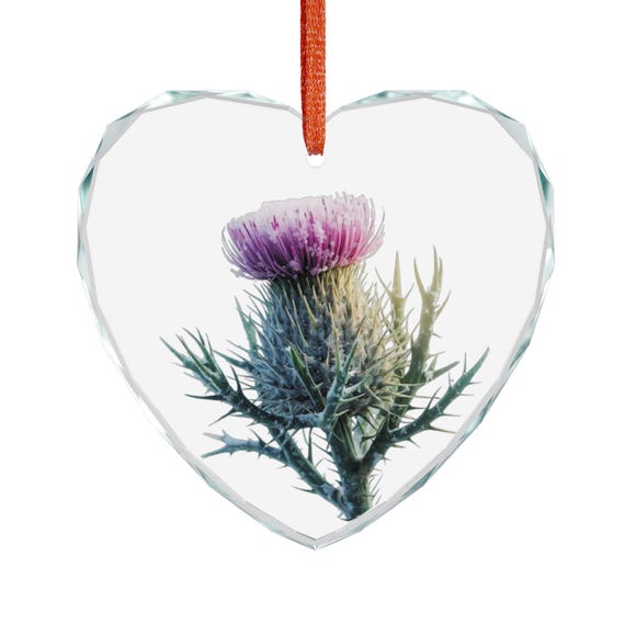 Scottish Thistle Crystal Glass Ornament