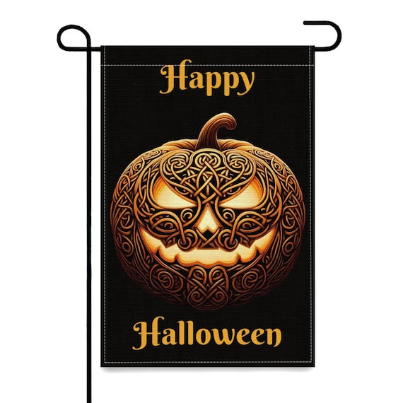 Irish Celtic Pumpkin 'Happy Halloween' Garden Flag