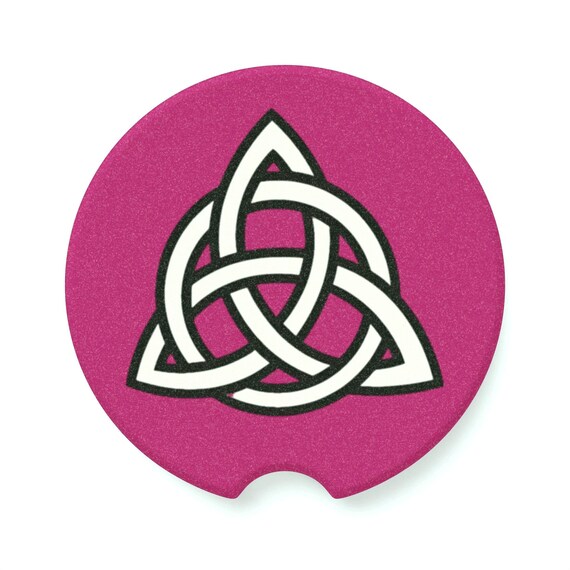 Celtic Triquetra Knot Soapstone Auto Coaster (Pink)