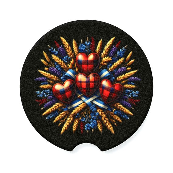 Scottish Hearts and Heather Soapstone Auto Coaster