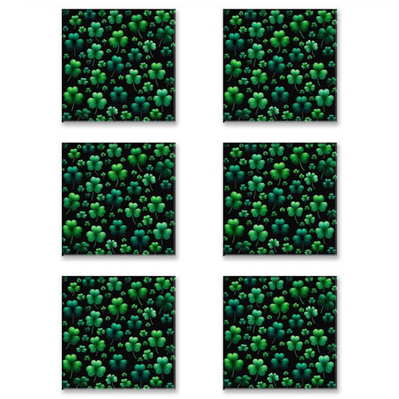Irish Samrocks (Black) Stone Coasters (Set of 6)