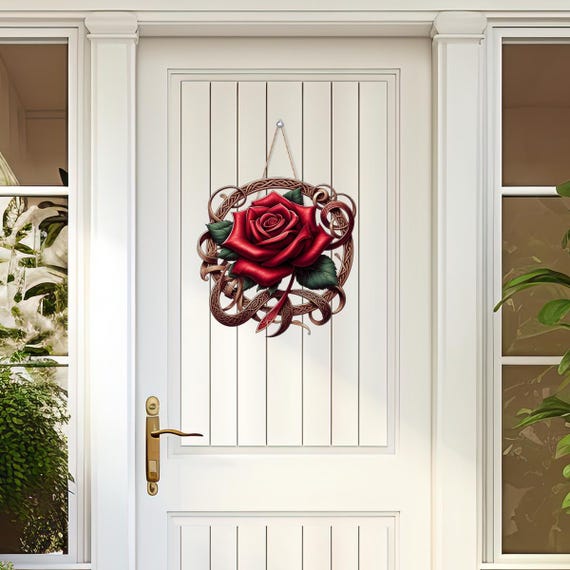 Celtic Rose Die-Cut Wood Sign