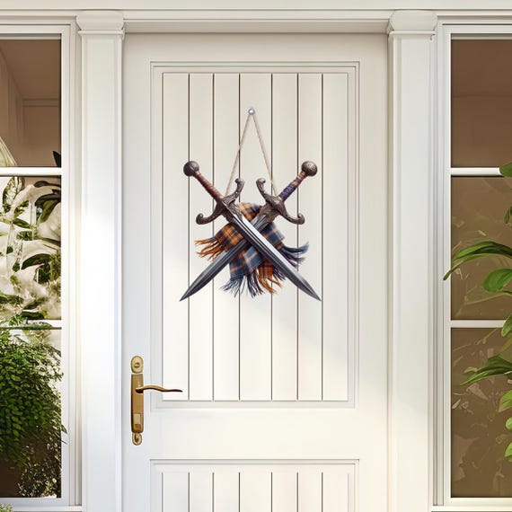 Scottish Swords & Tartans Die-Cut Wood Sign