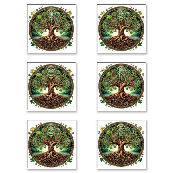 Celtic Tree of Life Stone Coasters (Set of 6)