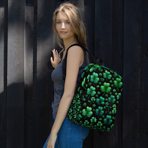 Irish Shamrock Black Backpack