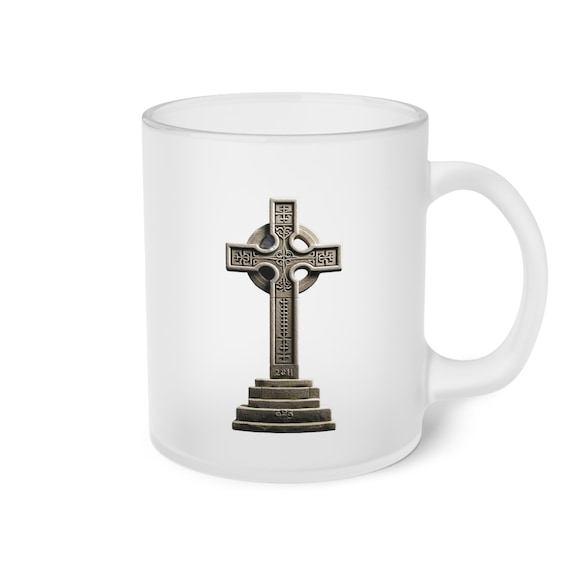 Scottish Cross Frosted Glass Mug Style 3