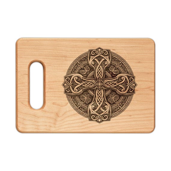 Irish Celtic Shield Engraved Maple Wood Cutting Board