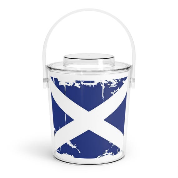 Scottish Flag (Distressed) Ice Bucket with Tongs