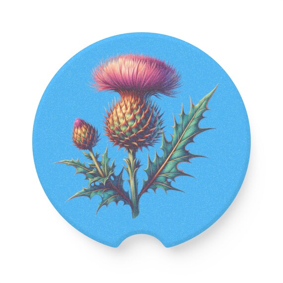 Scottish Thistle Soapstone Auto Coaster