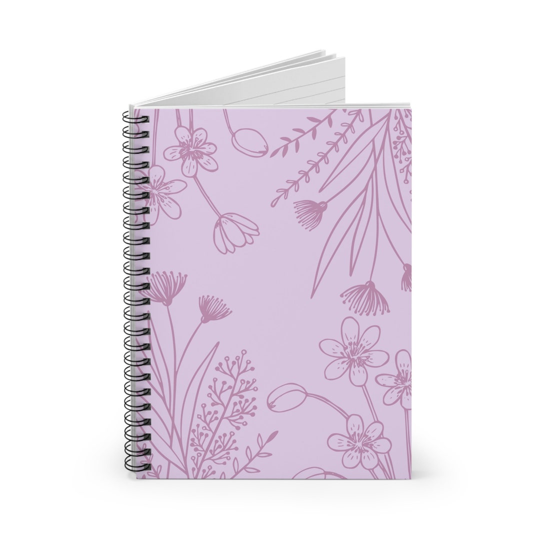 Wildflower Spiral Journal, Notebook Ruled Line Cute Spiral Journal ...