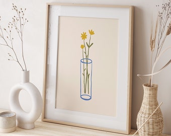 Flower Line Art, Minimalist Flower Print, Digital Print, Floral Art Print, Minimal Botanical, Minimal Floral Print, Wall Decor