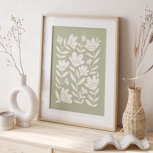 Sage Green Wall Art, Abstract Botanical, Boho Botanical, Modern Gallery Wall, Sage Green Print, Organic Minimalist, Instant Download