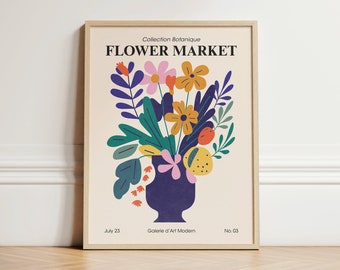 Impression du marché aux fleurs, art mural botanique, téléchargement numérique, impression Matisse, affiche de fleurs Matisse, affiche du marché aux fleurs, art mural imprimable