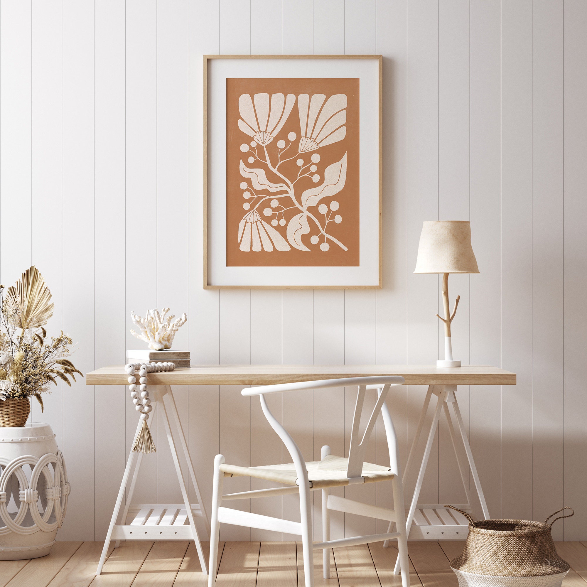 Burnt Orange Print, Abstract Botanical Print, Minimalist Burnt Orange Print, Abstract Botanical Print, Minimalist