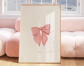 OXW Coquette Pink Bow Wall Art 11x14, Coquette Bow Room Decor Aesthetic For Teen Girls, Bow Bathroom Decor, Poster Prints Wall Decor For Girls Bedroom College Apartment