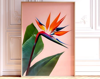 Bird of Paradise Wall Art, Strelitzia Flower Modern Botanical Print, Vibrant Home Decor, Perfect Gift for Plant Lovers