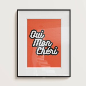 Oui Mon Cheri Print, Bathroom Cloakroom Art Print Poster French Quote Wall Print Bathroom Toilet Humour Sign, French Home Decor, Funny Print